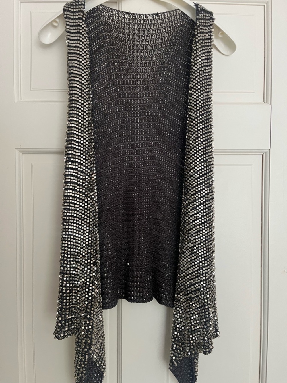 Vintage Silver Open-Front Knit Vest